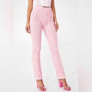I.AM.GIA Pink Ruched Mesh Ophelia Pants XS